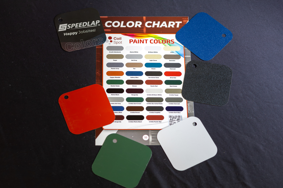 CoilSpot steel coil color chart with painted metal color samples