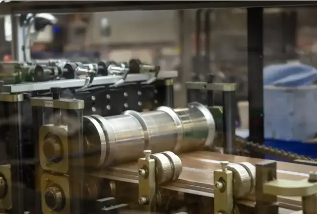 Steel coil processing equipment at a metal manufacturing facility
